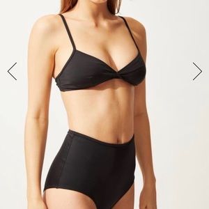 Solid and striped high waist bikini black/nude S